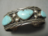 Museum Vintage Native American Navajo Easter Blue Turquoise Sterling Silver Bracelet Old-Nativo Arts