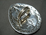 One Of The Biggest Ever Navajo Coral Sterling Silver Native American Ring-Nativo Arts