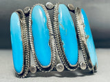Museum Mind Blowing Vintage Native American Navajo Long Turquoise Sterling Silver Bracelet-Nativo Arts