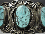One Of The Best Vintage Native American Navajo Blue Diamond Turquoise Sterling Silver Bracelet-Nativo Arts