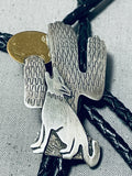 Unique Vintage Native American Navajo Sterling Silver Howling Coyote Bolo-Nativo Arts