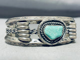 Tremendous Vintage Native American Navajo Green Turquoise Sterling Silver Bracelet-Nativo Arts