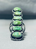 One Of The Tallest Ever Native American Navajo Damale Turquoise Sterling Silver Ring-Nativo Arts