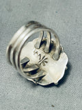 Unique Hallmark Vintage Native American Navajo Turquoise Sterling Silver Leaf Ring-Nativo Arts
