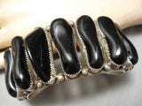 Native American Best Vintage Santo Domingo Onyx Sterling Silver Bracelet Old-Nativo Arts