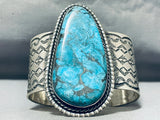 160 Gram Native American Navajo Blue Diamond Turquoise Sterling Silver Bracelet-Nativo Arts
