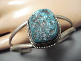 Spectacular Vintage Native American Navajo Old Kingman Turquoise Sterling Silver Bracelet-Nativo Arts