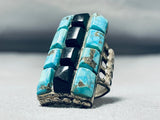 One Of The Best Ever Vintage Zuni Inlay Turquoise Sterling Silver Ring Old-Nativo Arts