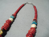 Chunky Coral Native American Navajo Turquoise Singer Sterling Silver Necklace-Nativo Arts