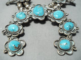 Women's Vintage Native American Navajo Turquoise Sterling Silver Squash Blossom Necklace-Nativo Arts