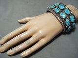Heavy Vintage Native American Navajo Sleeping Beauty Turquoise Sterling Silver Bracelet Old-Nativo Arts