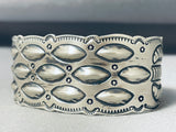 Sensational Native American Navajo Signed Sterling Silver Repousse Large Bracelet-Nativo Arts