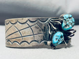 Opulent Vintage Spider Native American Navajo Turquoise Sterling Silver Bracelet-Nativo Arts