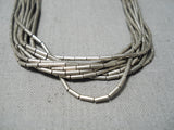 Very Old Vintage Native American Navajo Sterling Silver Tubule Heishi Necklace Old-Nativo Arts