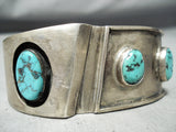 Rare Gifted Vintage Native American Navajo Story Turquoise Sterling Silver Bracelet Old-Nativo Arts