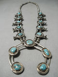 Bisbee Turquoise Vintage Native American Navajo Sterling Silver Squash Blossom Necklace Old-Nativo Arts