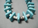 Amazing Vintage Navajo Square Turquoise Sterling Silver Native American Necklace-Nativo Arts