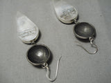 Native American Huge Spiny Oyster Naitve American Sterling Silver Button Earrings-Nativo Arts