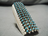 One Of The Tallest Native American Zuni Snake Eyes Turquoise Sterling Silver Ring-Nativo Arts