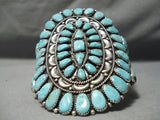 Magnificent Vintage Native American Navajo Turquoise Sterling Silver Bracelet Cuff-Nativo Arts