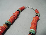 Authentic Singer Coral Native American Navajo Turquoise Sterling Silver Necklace-Nativo Arts