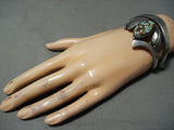Signed Vintage Native American Navajo #8 Turquoise Sterling Silver Bracelet-Nativo Arts