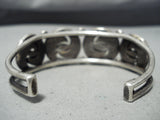 One Of The Oldest Vintage Native American Zuni Turquoise Wirl Sterling Silver Inlay Bracelet-Nativo Arts