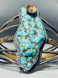 Most Unique Vintage Native American Navajo Brass Flower Sterling Silver Turquoise Bracelet-Nativo Arts
