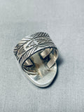 Exceptional Native American Navajo #8 Turquoise Mine Sterling Silver Ring Signed J. Tsosie-Nativo Arts