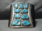 Tremendous Vintage Native American Navajo Sleeping Turquoise Sterling Silver Ketoh Bracelet-Nativo Arts