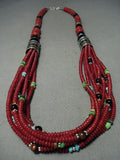 Singer Chunky Coral Native American Navajo Sterling Silver Turquoise Necklace-Nativo Arts