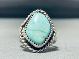 Rare Vintage Native American Navajo Carico Lake Turquoise Sterling Silver Ring Old-Nativo Arts