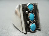 Marie Thompson Vintage Native American Navajo Old Kingman Turquoise Sterling Silver Ring-Nativo Arts