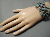 Marvelous Vintage Native American Zuni Native Turquoise Sterling Silver Butterfly Bracelet-Nativo Arts