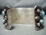 Heavy Vintage Native American Navajo Sleeping Beauty Turquoise Sterling Silver Bracelet Old-Nativo Arts