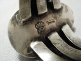 Detailed And Heavy!! Vintage Native American Navajo Turquoise Sterling Silver Flank Ring-Nativo Arts