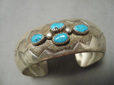 Amazing Vintage Native American Navajo Domed Turquoise Sterling Silver Sun Bracelet Old-Nativo Arts