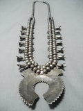 Important Vintage Native American Zuni Turquoise Sterling Silver Squash Blossom Necklace-Nativo Arts