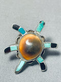 Rare Authentic Vintage Native American Navajo Turtle Turquoise Sterling Silver Ring-Nativo Arts