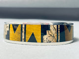 One Of The Best Vintage Native American Navajo Tigers Eye Sterling Silver Inlay Bracelet-Nativo Arts