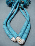 Fabulous Vintage Navajo Kingman Turquoise Necklace Native American Old-Nativo Arts