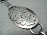 Hand Tooled Quality Vintage Native American Navajo Sterling Silver Concho Necklace Old-Nativo Arts
