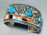 The Best Vintage Native American Navajo David Tune Turquoise Inlay Sterling Silver Bracelet-Nativo Arts