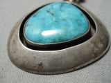 Stunning Vintage Native American Navajo Carico Lake Turquoise Sterling Silver Necklace Old-Nativo Arts
