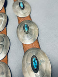 Authentic Hand Tooled Vintage Native American Navajo Turquoise Sterling Silver Concho Belt-Nativo Arts