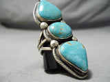 Vivid Native American Navajo Carico Lake Turquoise Sterling Silver Heavy Ring-Nativo Arts