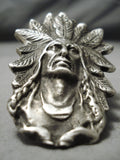Colossal Detailed Native American Navajo Sterling Silver Cheif Huge Ring-Nativo Arts
