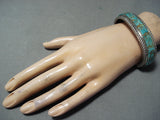 Tremendous Vintage Native American Navajo Turquoise Sterling Silver Bracelet Old-Nativo Arts
