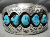 Advanced Silver Work Vintage Native American Navajo Turquoise Sterling Bracelet Cuff-Nativo Arts