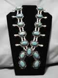 Authentic Vintage Native American Navajo #8 Turquoise Sterling Silver Squash Blossom Necklace-Nativo Arts